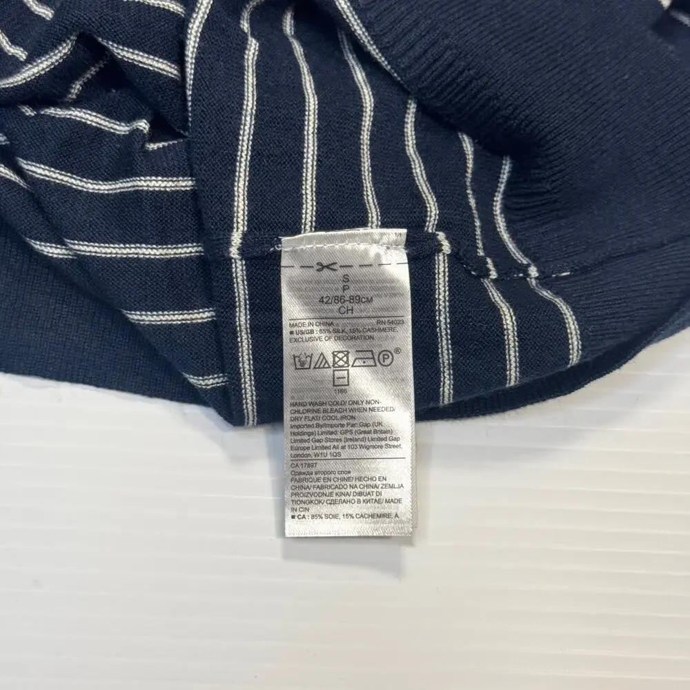 Banana Republic Silk Cashmere Striped Sweater Navy White Women’s Small Nautical - Picture 12 of 15
